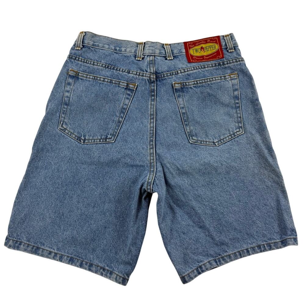Vintage 90s Light Blue Denim Two Pepper High Waisted Jean Shorts Size 34 x 8
